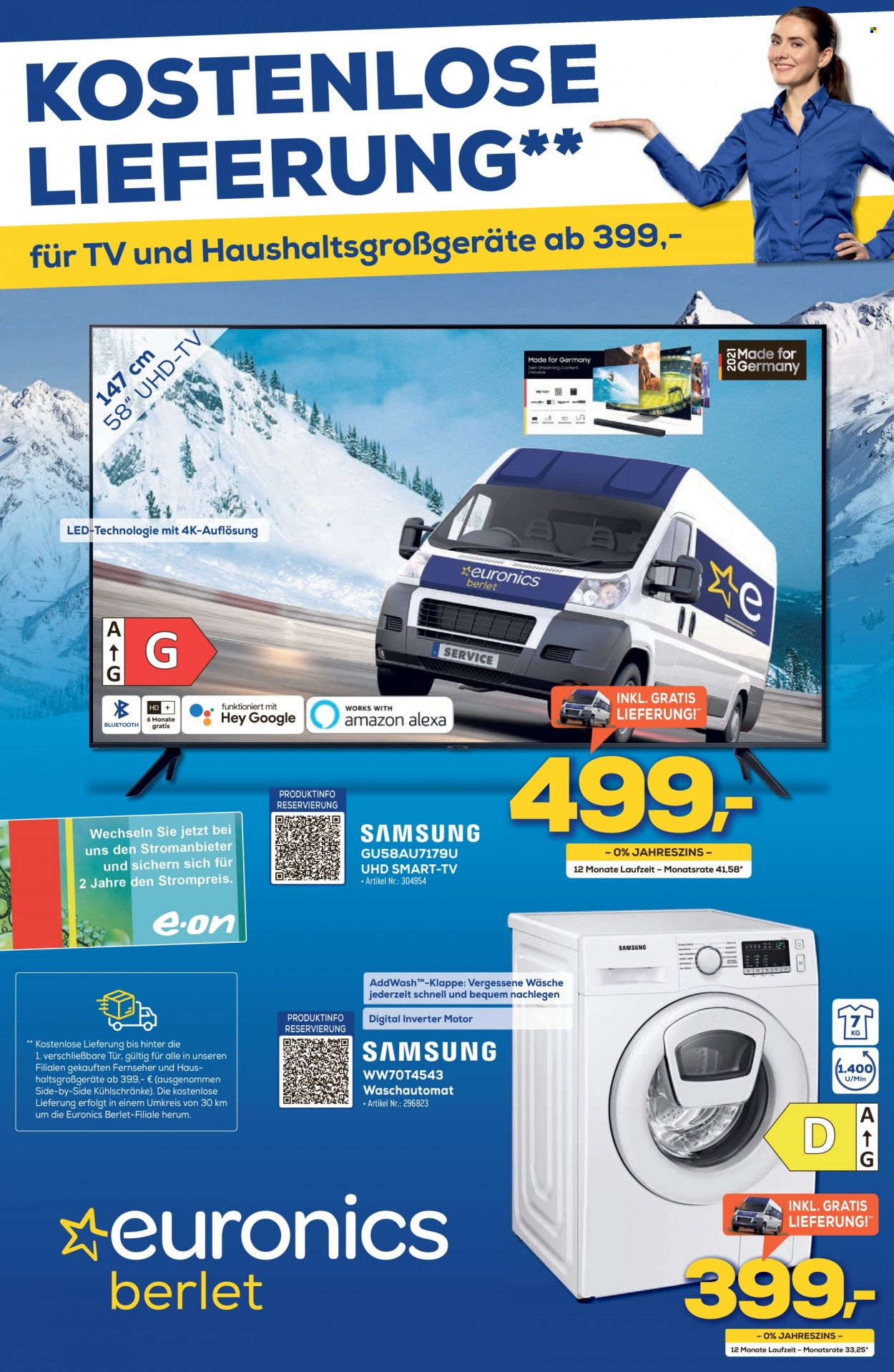 Prospekte Euronics - 11.01.2022 - 18.01.2022 - Produkte in Aktion - Samsung, UHD-TV, Smart TV, Kühlschrank, Waschmaschine. Seite 1.