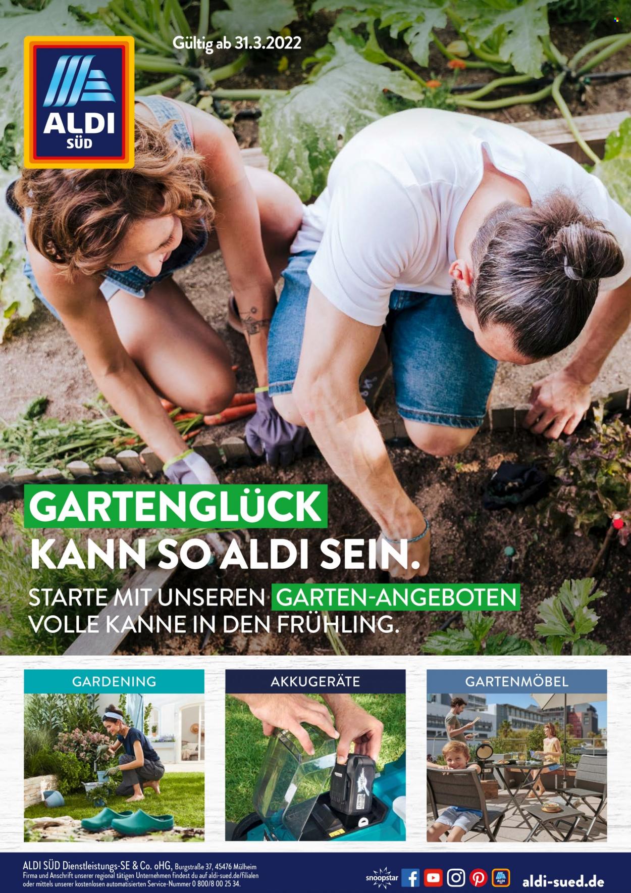 Prospekte ALDI SÜD - Produkte in Aktion - Gartenmöbel. Seite 1.