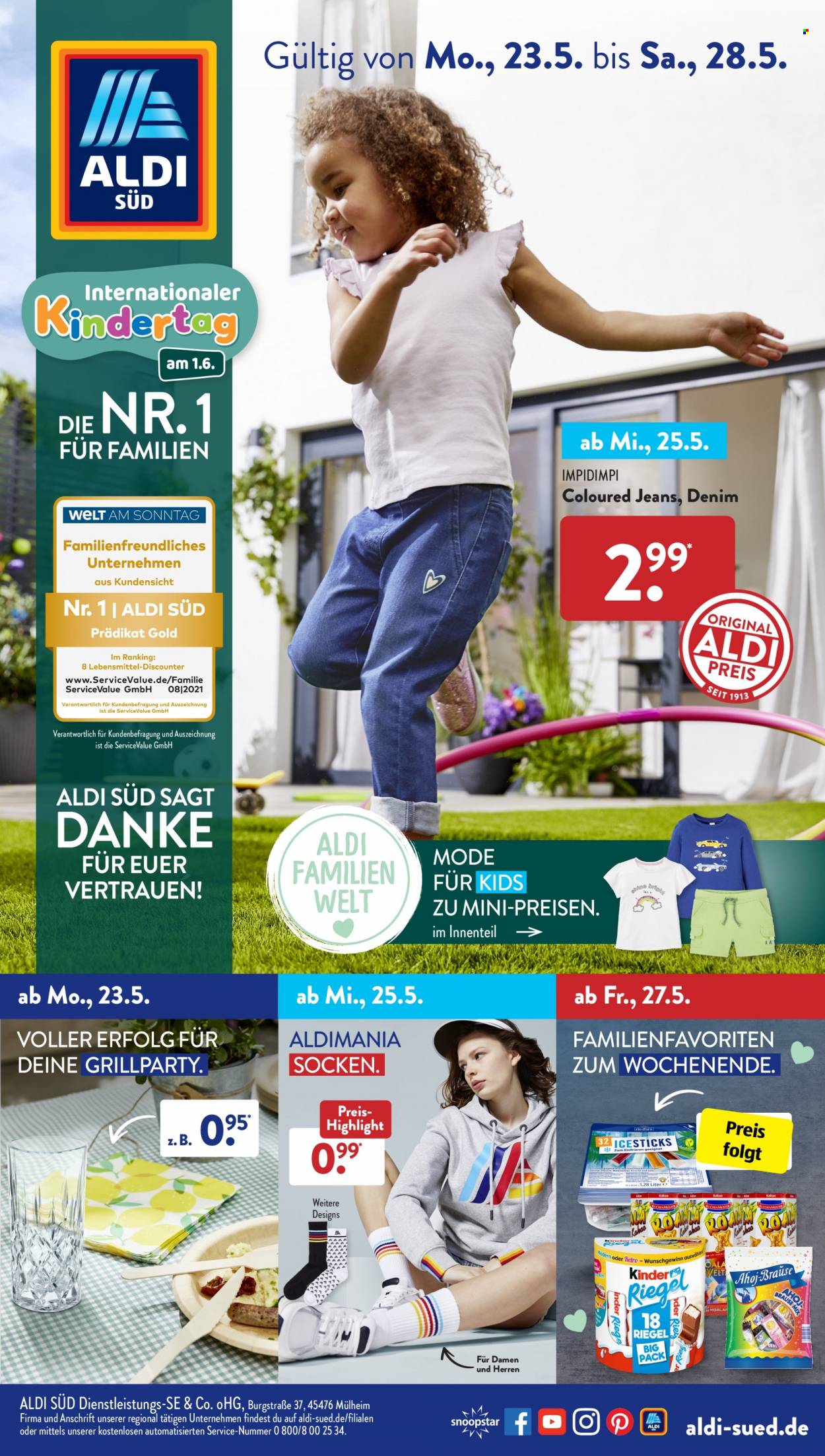 Prospekte ALDI SÜD - 23.05.2022 - 28.05.2022 - Produkte in Aktion - Jeans, Socken. Seite 1.