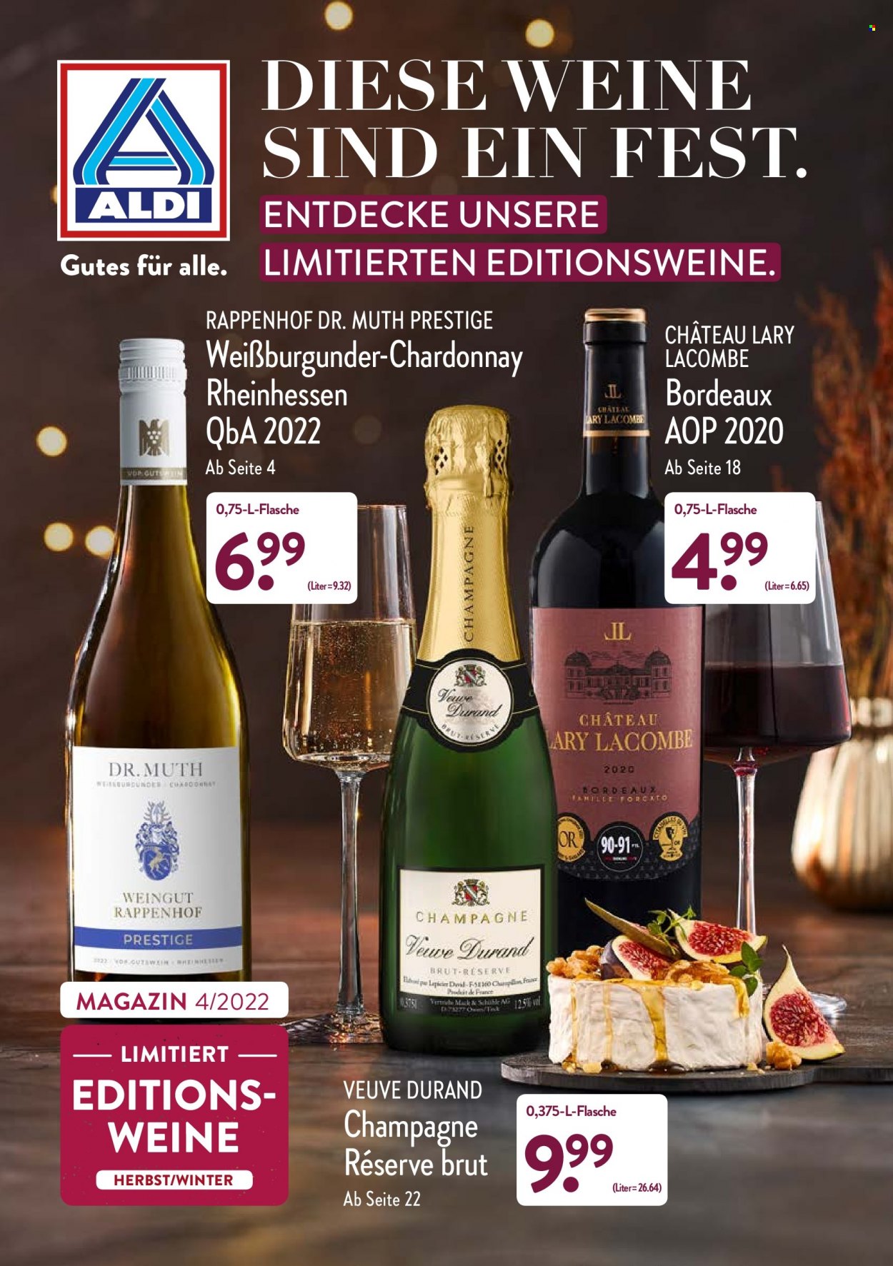 Prospekte ALDI Nord - Produkte in Aktion - Wein, Champagne, Chardonnay, Weißwein, Weißburgunder. Seite 1.