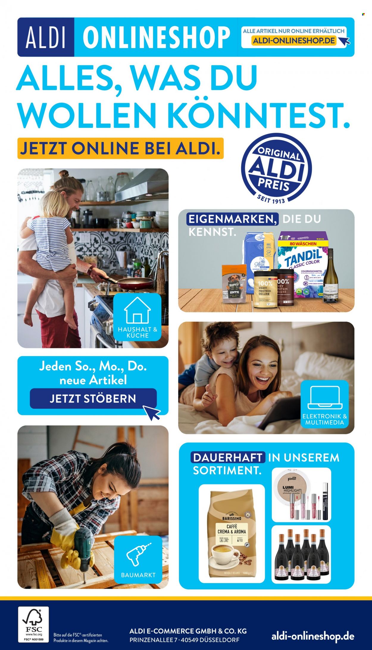 thumbnail - Prospekte ALDI Nord - Produkte in Aktion - Fritz, Kaffee, Caffè Crema, Waschmittel, Colorwaschmittel, Tandil, Damenbinden. Seite 1.