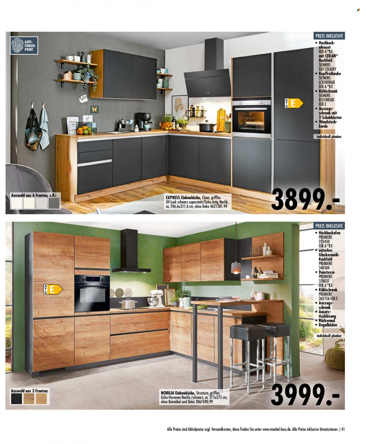 thumbnail - Prospekte SB Möbel Boss - Produkte in Aktion - Dunstabzugshaube, Glaskeramikkochfeld, Einbauküche. Seite 41.