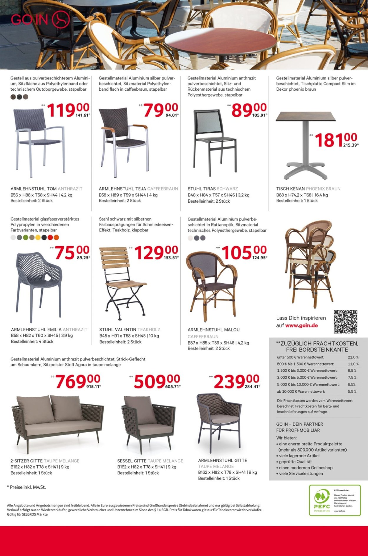 thumbnail - Prospekte Selgros - 1.02.2024 - 30.04.2024 - Produkte in Aktion - Braun, Tisch, Stuhl, Sessel. Seite 8.