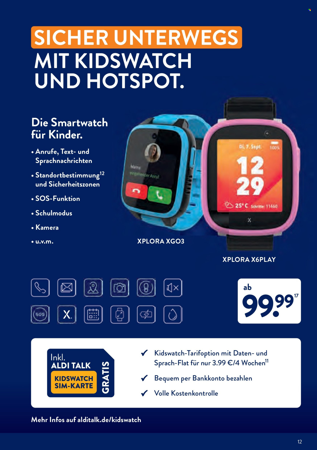 thumbnail - Prospekte ALDI SÜD - Produkte in Aktion - Yo, SIM-Karte, Smartwatch, Kamera. Seite 12.