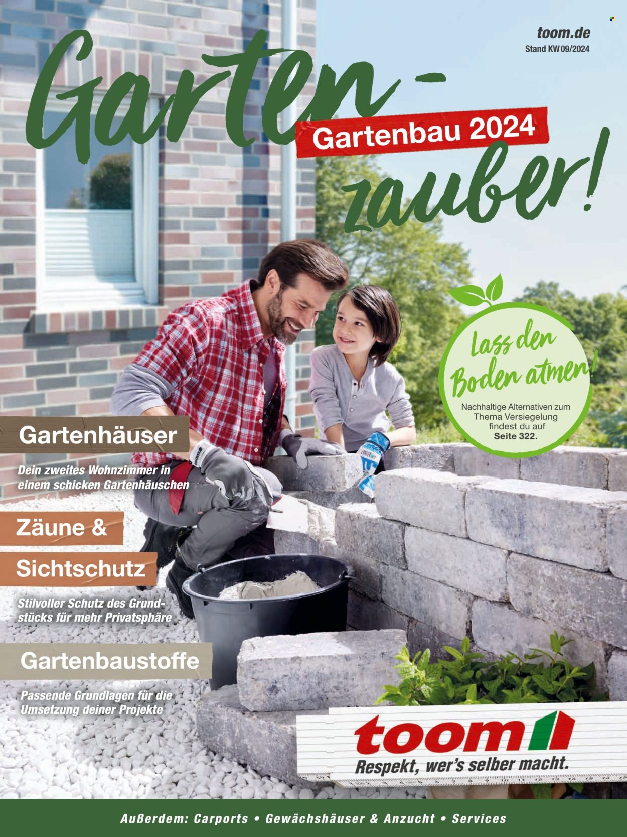 thumbnail - Prospekte toom Baumarkt - 20.02.2024 - 30.04.2024 - Produkte in Aktion - Gewächshaus, Gartenhaus, Carport, Sichtschutz. Seite 1.
