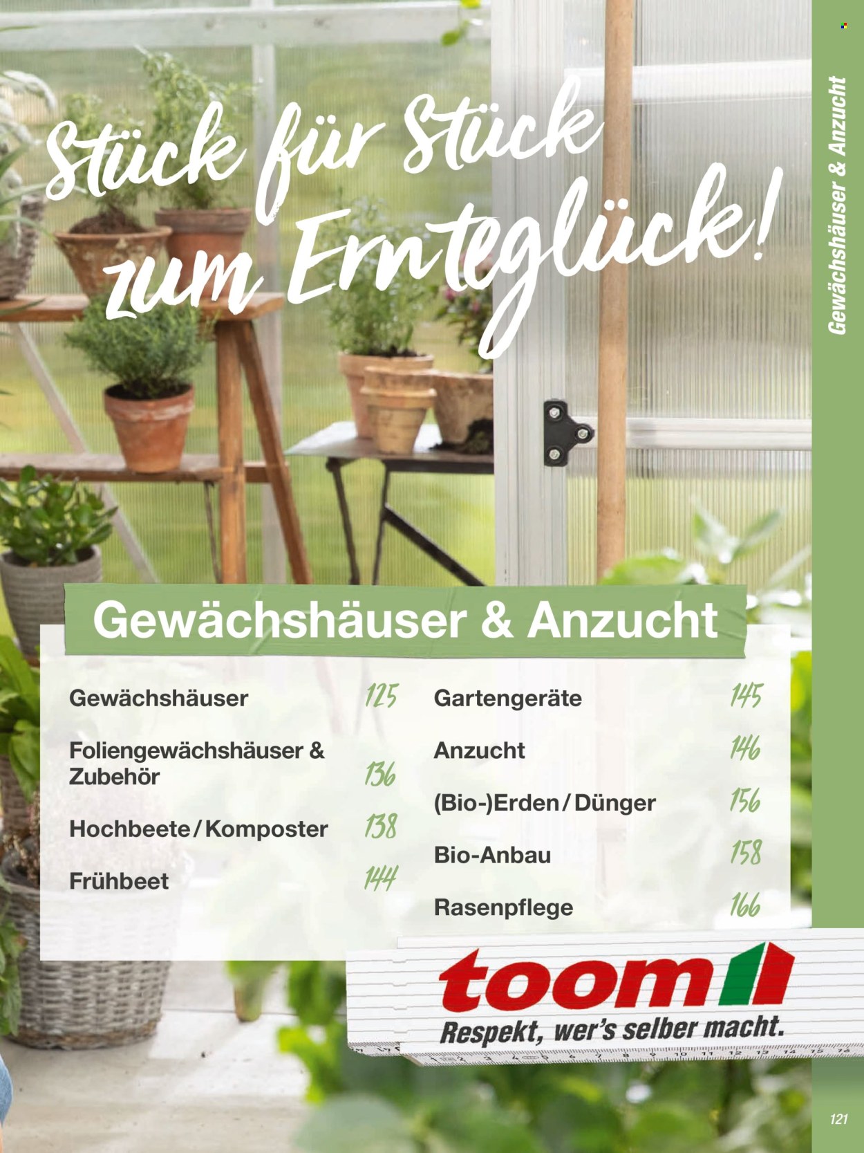 thumbnail - Prospekte toom Baumarkt - 20.02.2024 - 30.04.2024 - Produkte in Aktion - Gewächshaus, Frühbeet, Gartengeräte, Komposter. Seite 121.