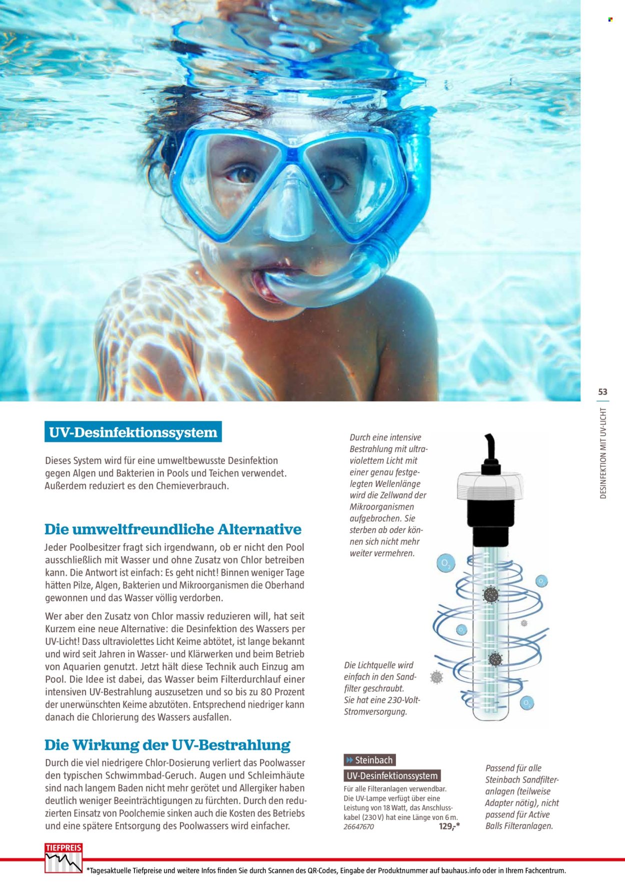 thumbnail - Prospekte Bauhaus - 25.02.2024 - 30.06.2024 - Produkte in Aktion - Desinfektion, Hat, Lampe, Pool, Poolchemie. Seite 53.