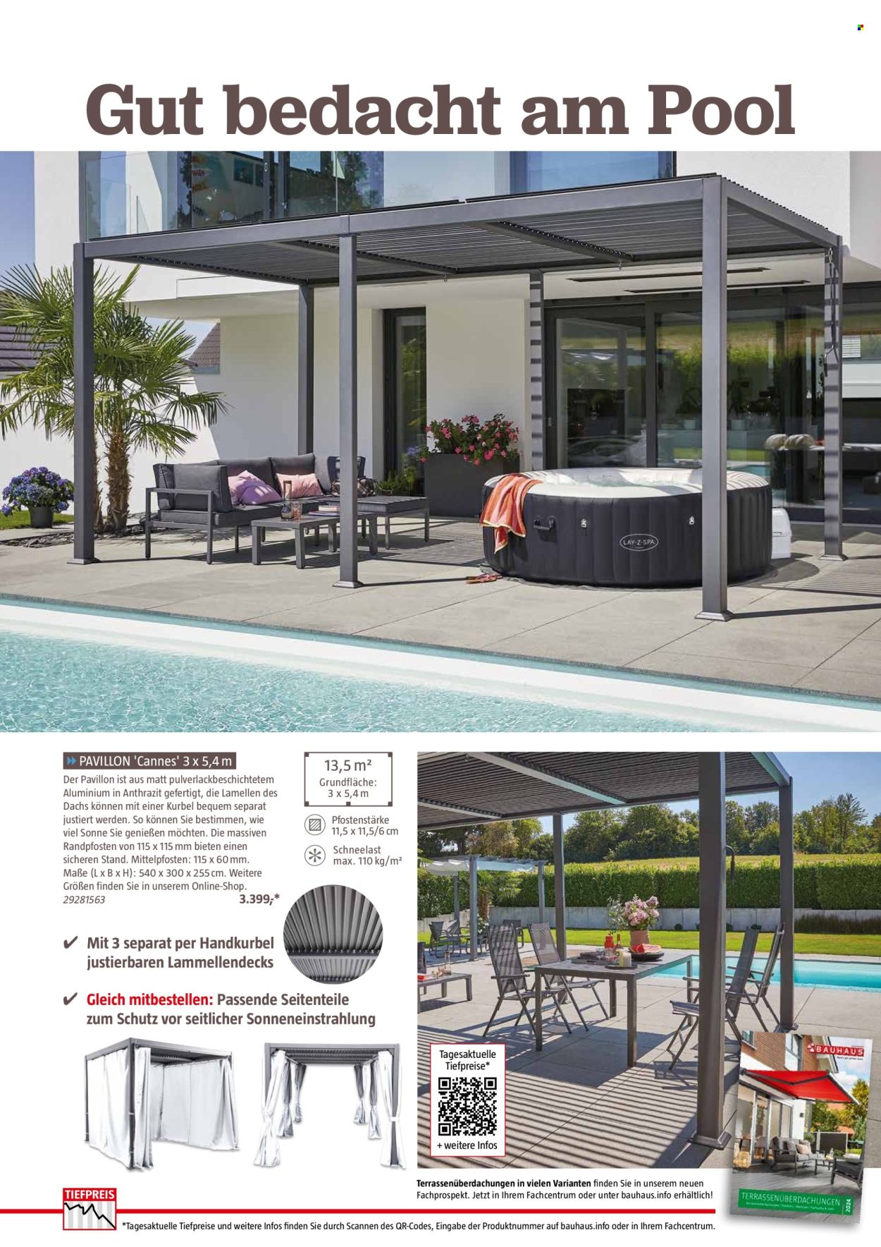 thumbnail - Prospekte Bauhaus - 25.02.2024 - 30.06.2024 - Produkte in Aktion - Faltpavillon, Pool. Seite 63.