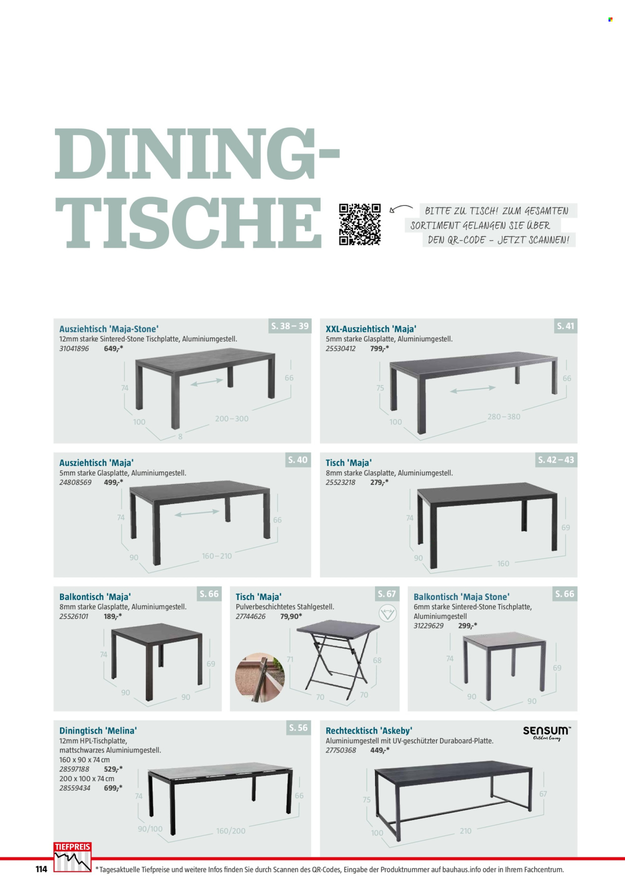 thumbnail - Prospekte Bauhaus - 25.02.2024 - 30.06.2024 - Produkte in Aktion - Tisch, Glasplatte. Seite 114.