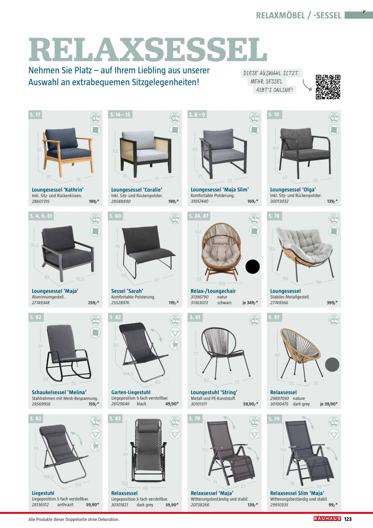 thumbnail - Prospekte Bauhaus - 25.02.2024 - 30.06.2024 - Produkte in Aktion - Relaxsessel, Sessel, Liegestuhl, Dekoration. Seite 123.