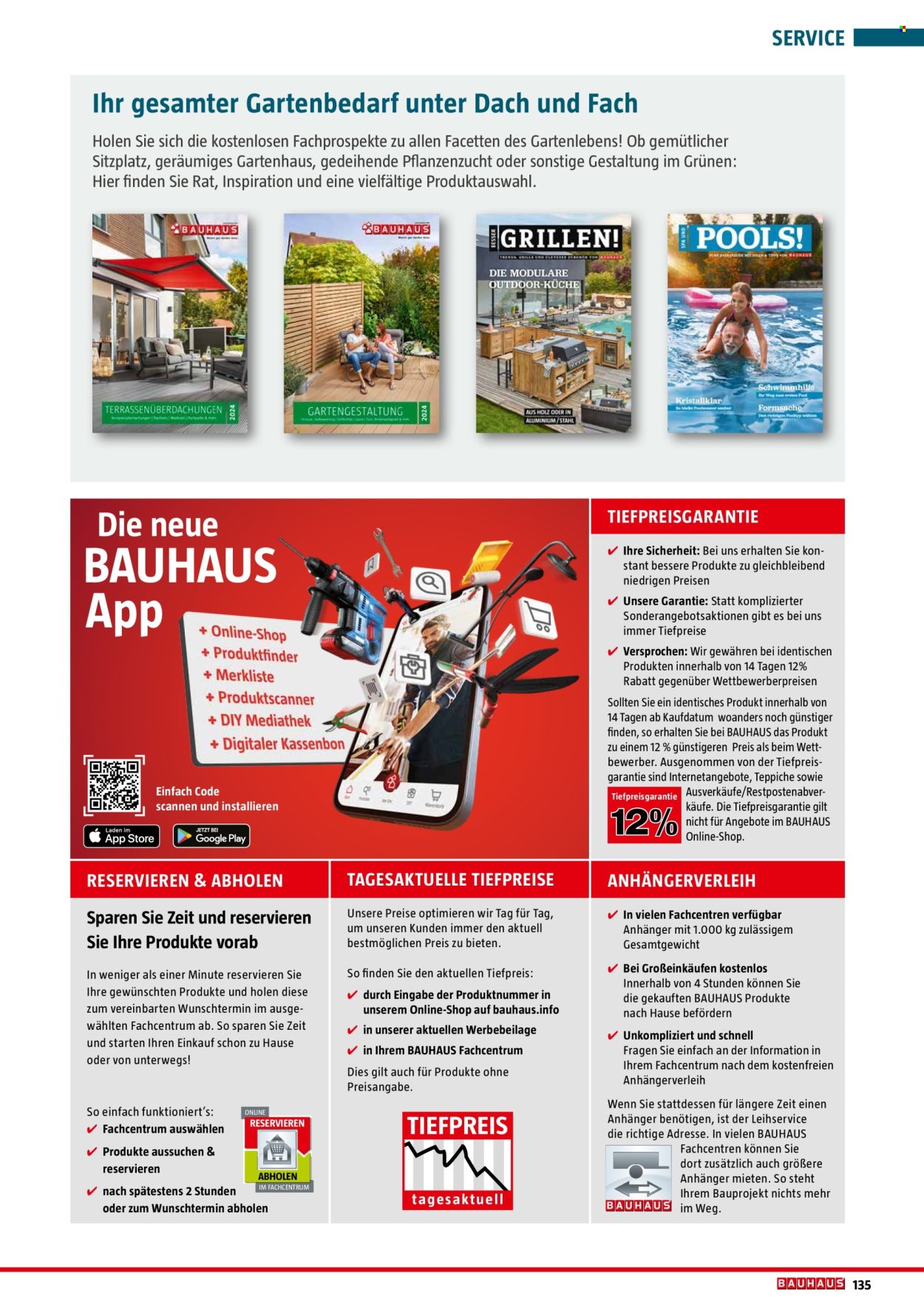 thumbnail - Prospekte Bauhaus - 25.02.2024 - 30.06.2024 - Produkte in Aktion - Anhänger, Gartenhaus. Seite 135.