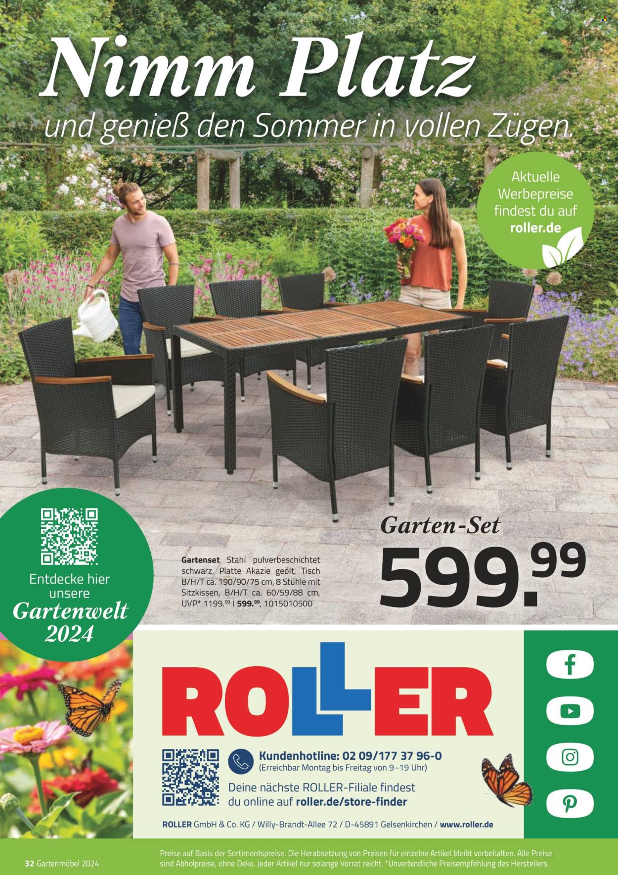 thumbnail - Prospekte Roller - Produkte in Aktion - Tisch, Roller, Gartenmöbel, Gartenset. Seite 32.