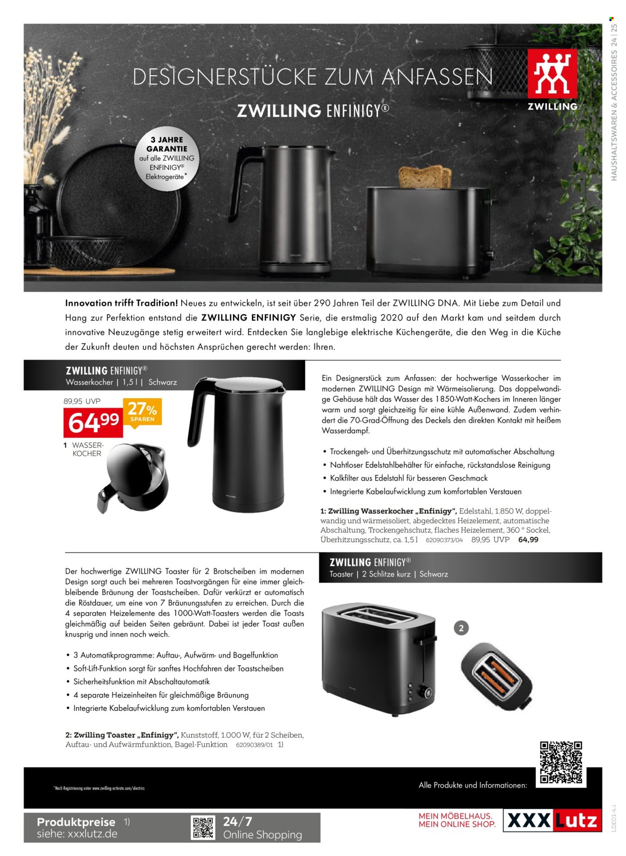 thumbnail - Prospekte XXXLutz - Produkte in Aktion - Zwilling, Elektrogeräte, Toaster, Sockel. Seite 25.