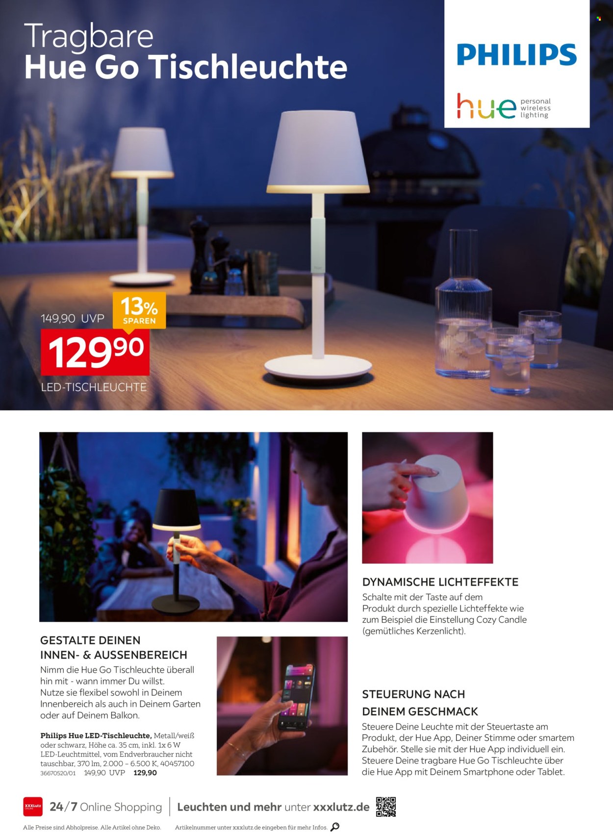 thumbnail - Prospekte XXXLutz - Produkte in Aktion - Philips, Tischlampe, LED Tischleuchte. Seite 68.