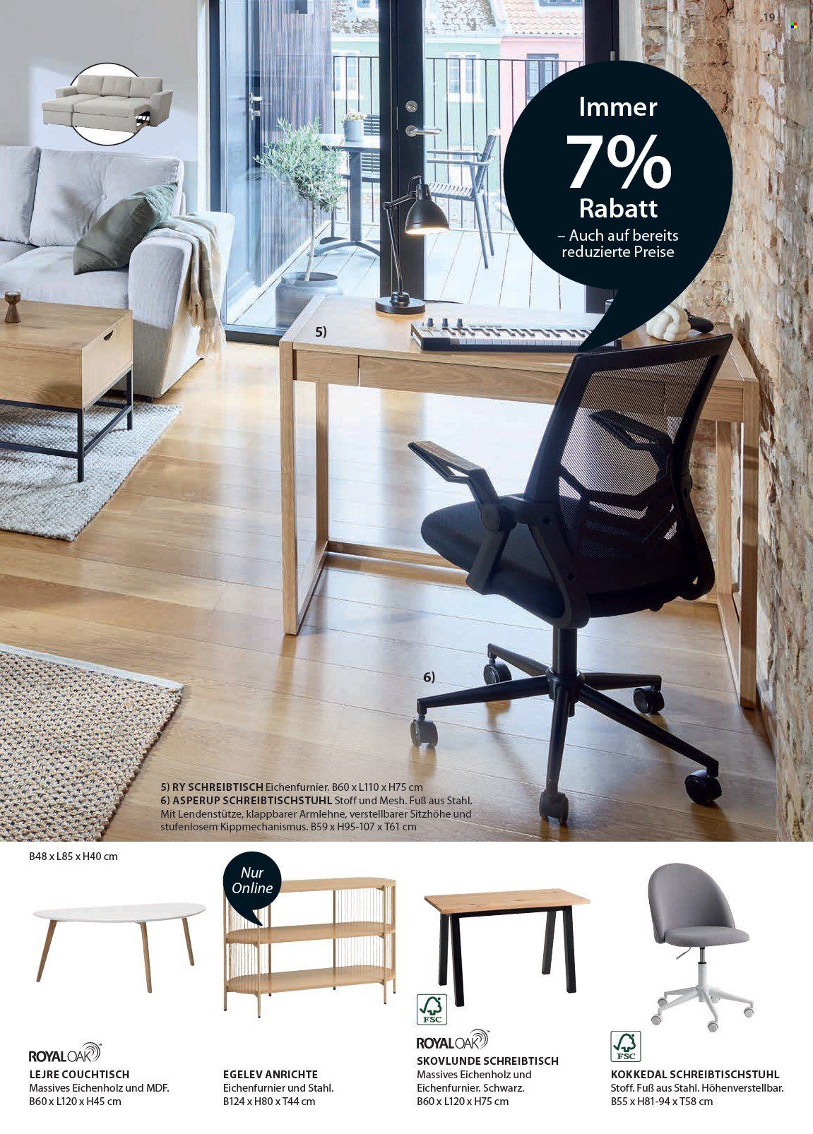 thumbnail - Prospekte JYSK - Produkte in Aktion - Tisch, Schreibtisch, Stuhl, Bürostuhl. Seite 20.