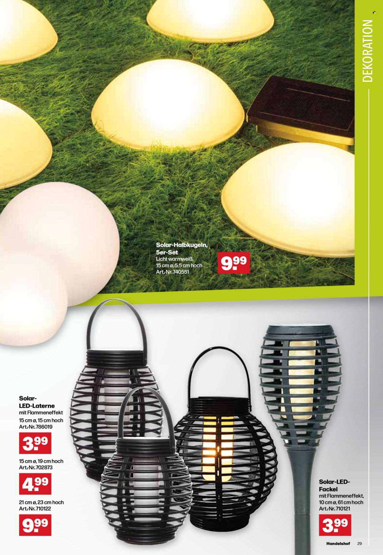 thumbnail - Prospekte Handelshof - 21.03.2024 - 10.07.2024 - Produkte in Aktion - LED-Dekoleuchte, Dekoration, Laterne, LED-Außenleuchte. Seite 29.
