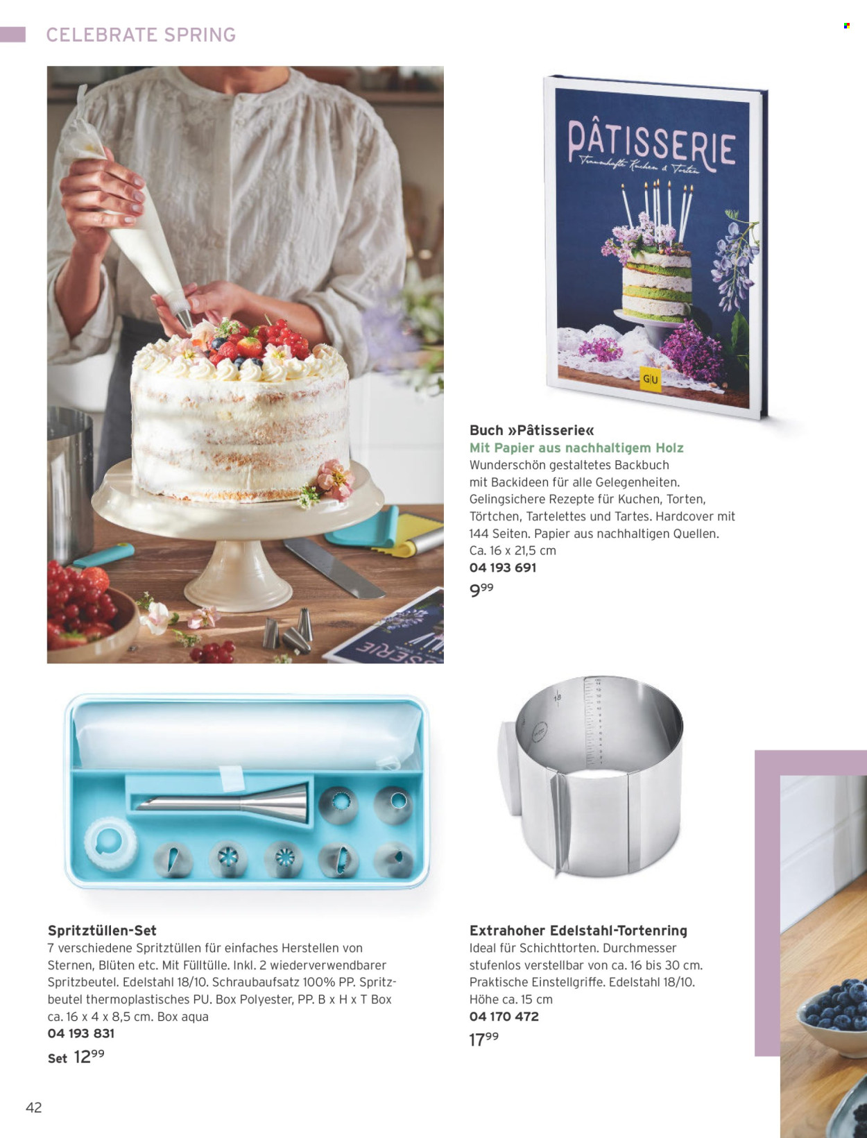 thumbnail - Prospekte Tchibo - Produkte in Aktion - Torte, Tartelettes, Törtchen, Springform, Spritzbeutel. Seite 42.