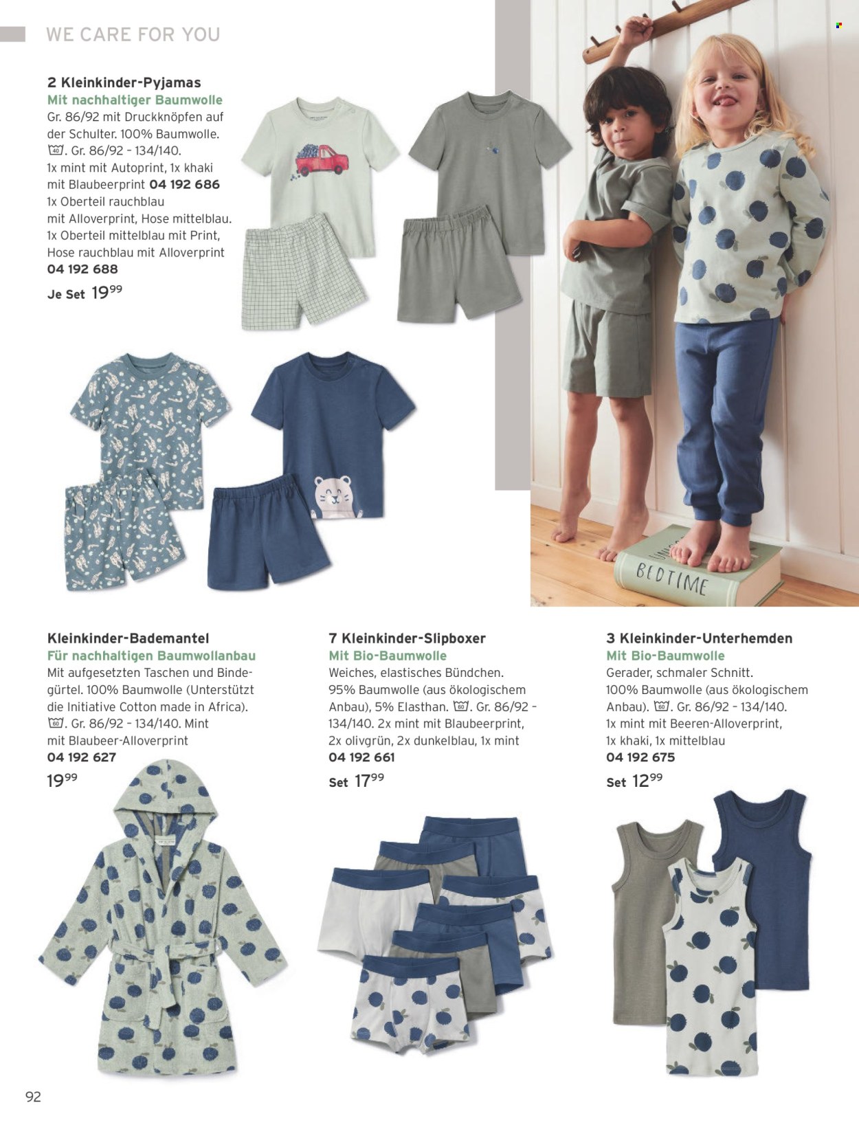 thumbnail - Prospekte Tchibo - Produkte in Aktion - Hose, Oberteile, Bademantel, Unterhemd, Pyjama, Kinder-Unterhemd. Seite 92.