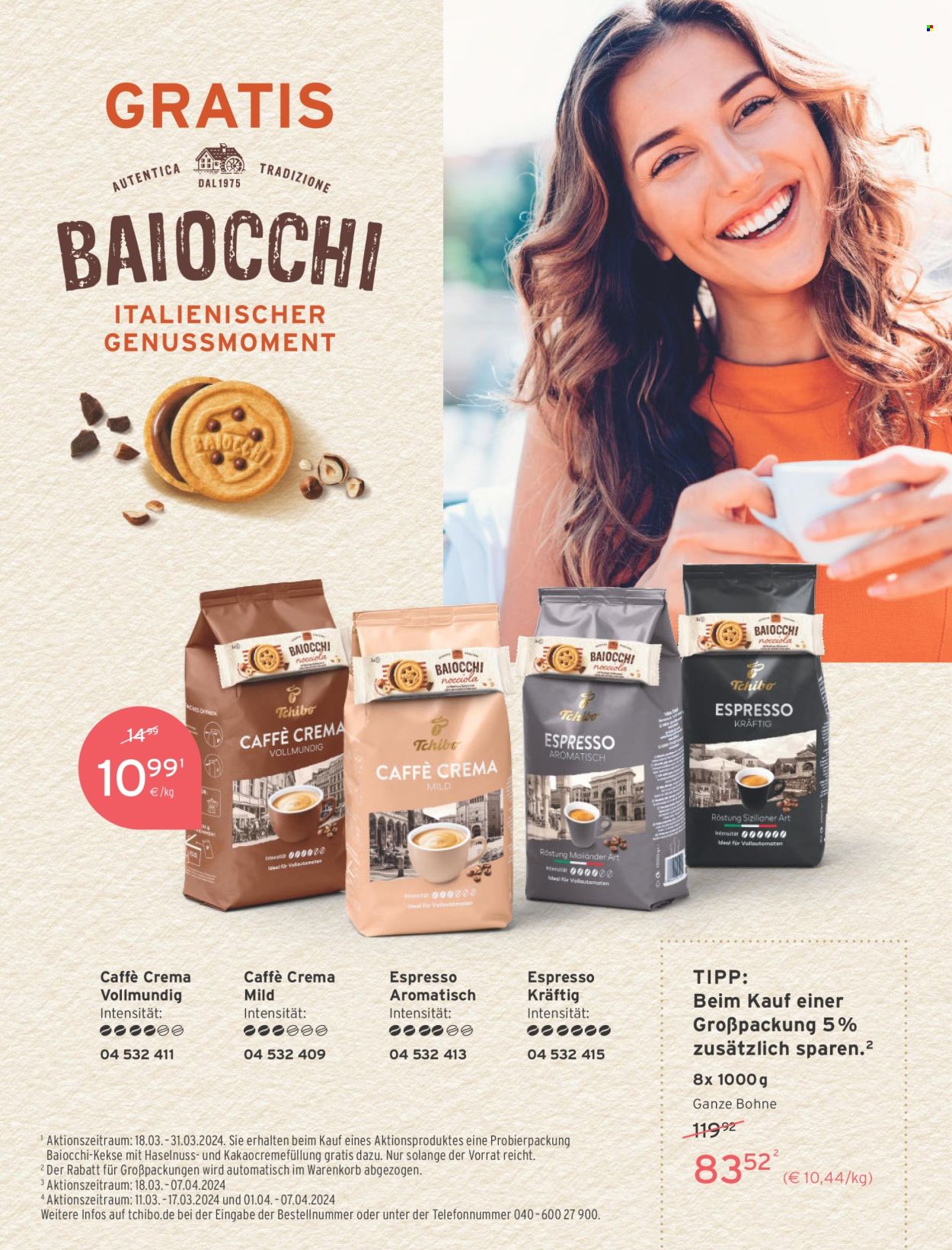 thumbnail - Prospekte Tchibo - Produkte in Aktion - Tchibo, Kaffee, Caffè Crema, Espresso, Bohnenkaffee. Seite 164.