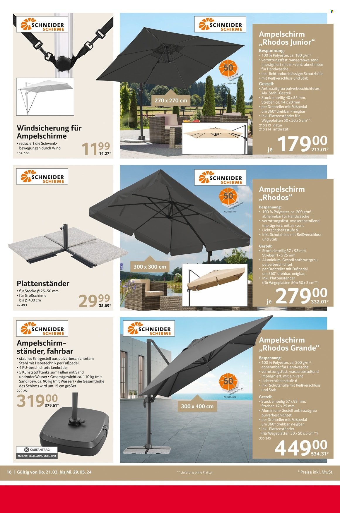 thumbnail - Prospekte Selgros - 21.03.2024 - 29.05.2024 - Produkte in Aktion - Sonnenschirm. Seite 16.