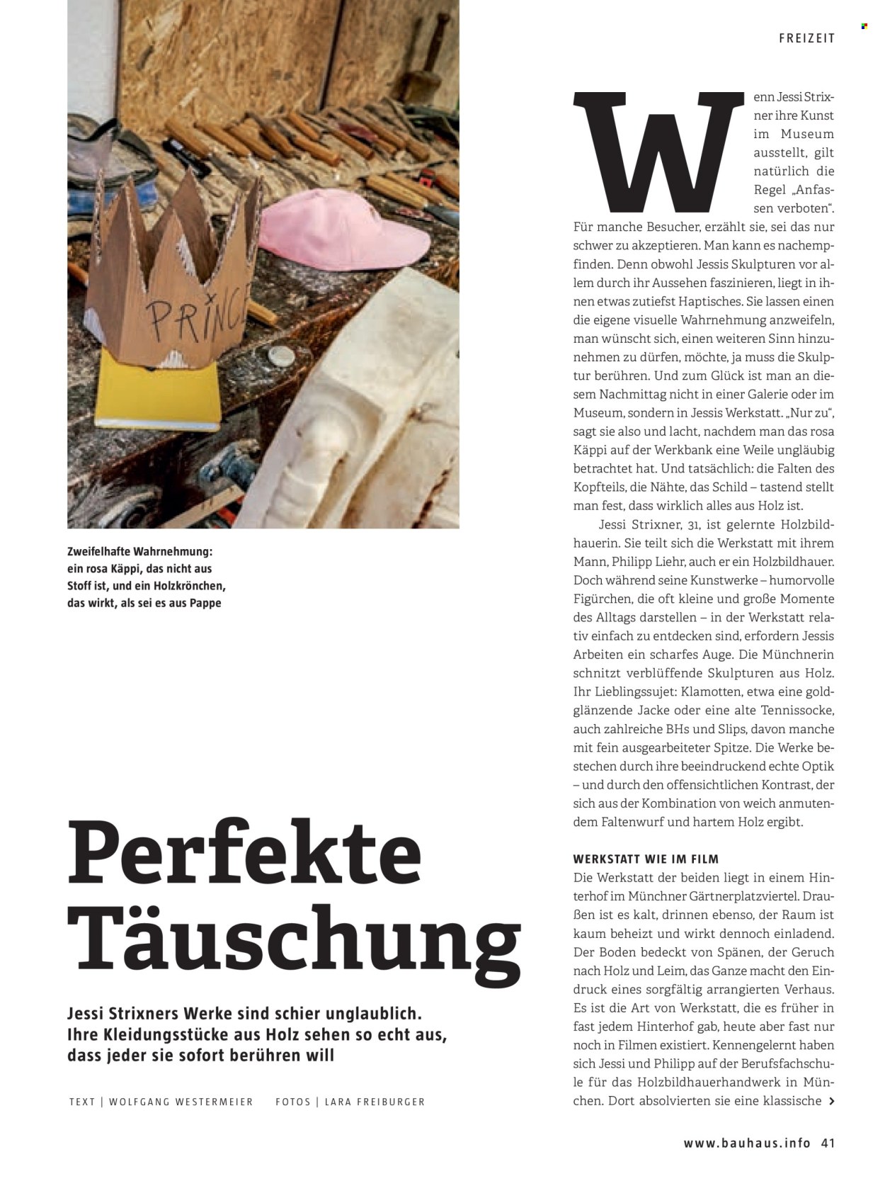 thumbnail - Prospekte Bauhaus - 1.03.2024 - 31.07.2024 - Produkte in Aktion - Skulptur, Holzbild, Jacke, Klamotten, Unterwäsche, Slip, Hat, Werkbank. Seite 41.