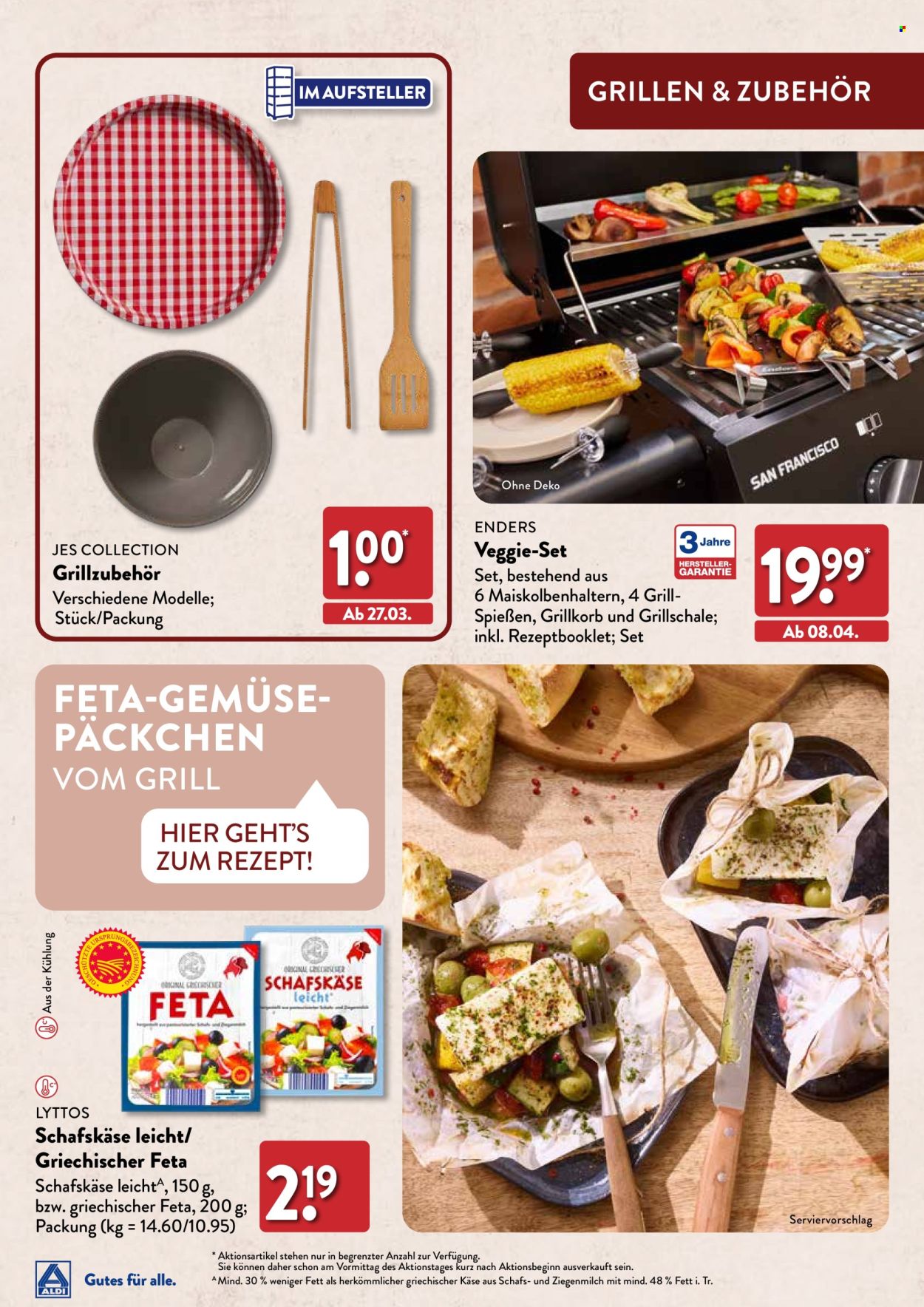 thumbnail - Prospekte ALDI Nord - 27.03.2024 - 13.06.2024 - Produkte in Aktion - Käse, Feta, Schafskäse, Lyttos, Grillzubehör. Seite 7.