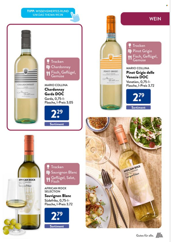 thumbnail - Prospekte ALDI SÜD - Produkte in Aktion - Alkohol, Wein, Chardonnay, Weißwein, Sauvignon Blanc, Pinot Grigio. Seite 35.