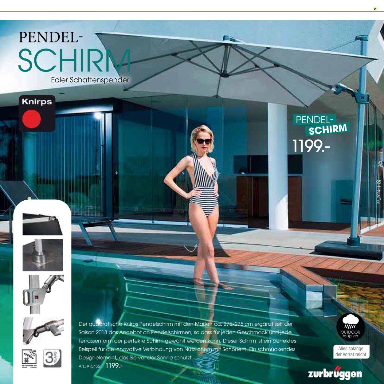 thumbnail - Prospekte Zurbrüggen - 30.03.2024 - 31.08.2024 - Produkte in Aktion - Schirm, Sonnenschirm. Seite 95.