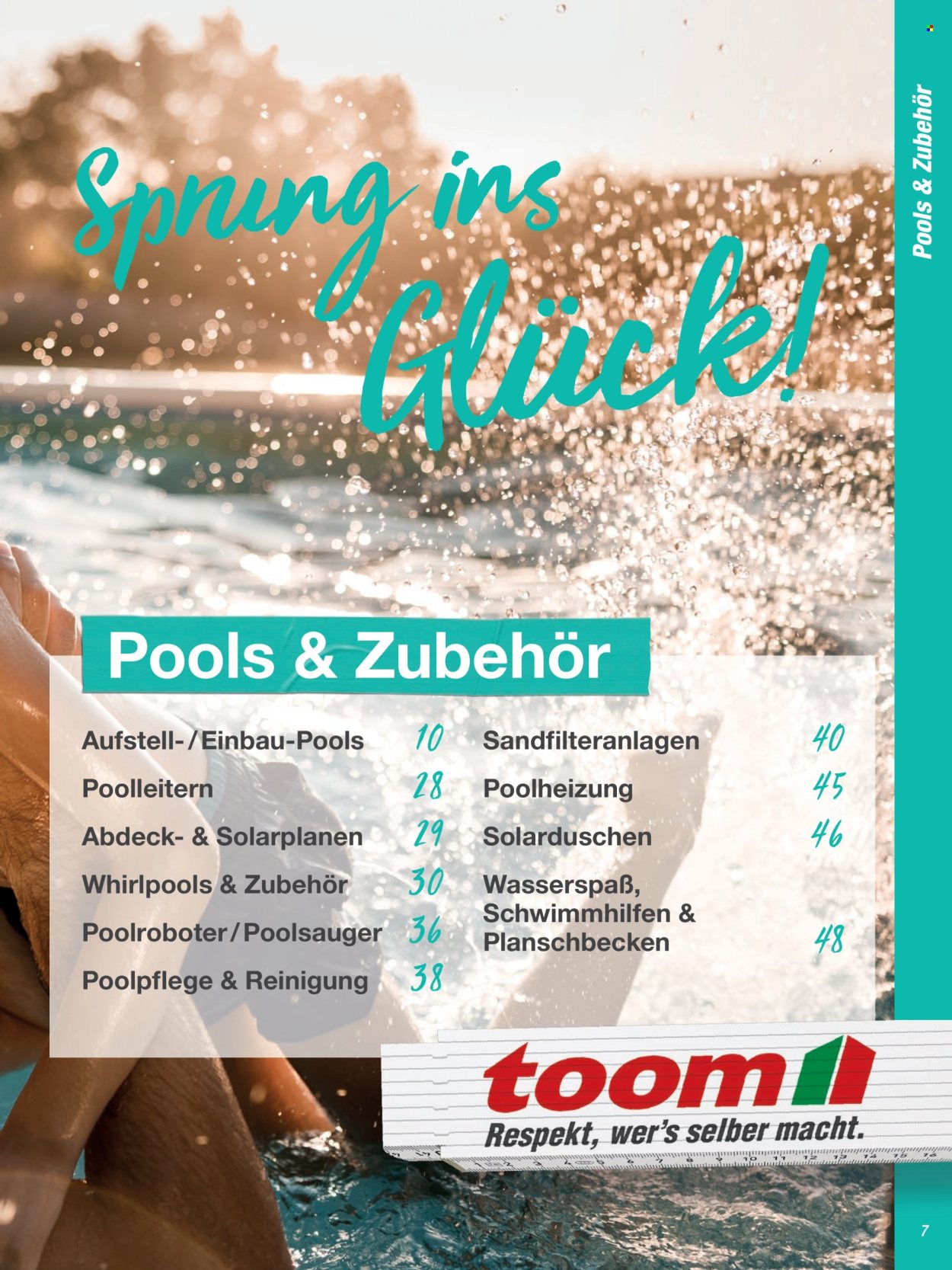 thumbnail - Prospekte toom Baumarkt - 1.04.2024 - 31.05.2024 - Produkte in Aktion - Pool, Planschbecken, Poolbodensauger, Outdoor Whirlpool, Poolpflege, Poolsauger. Seite 7.