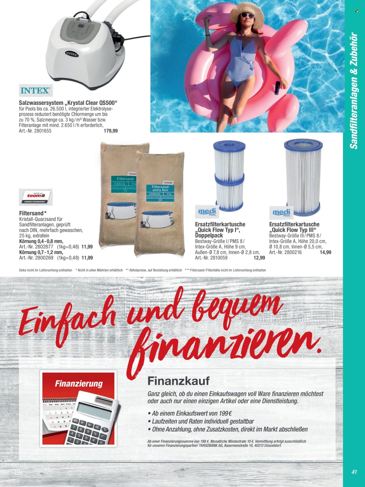 thumbnail - Prospekte toom Baumarkt - 1.04.2024 - 31.05.2024 - Produkte in Aktion - Bestway, Sandfilteranlage, Filterbälle. Seite 41.