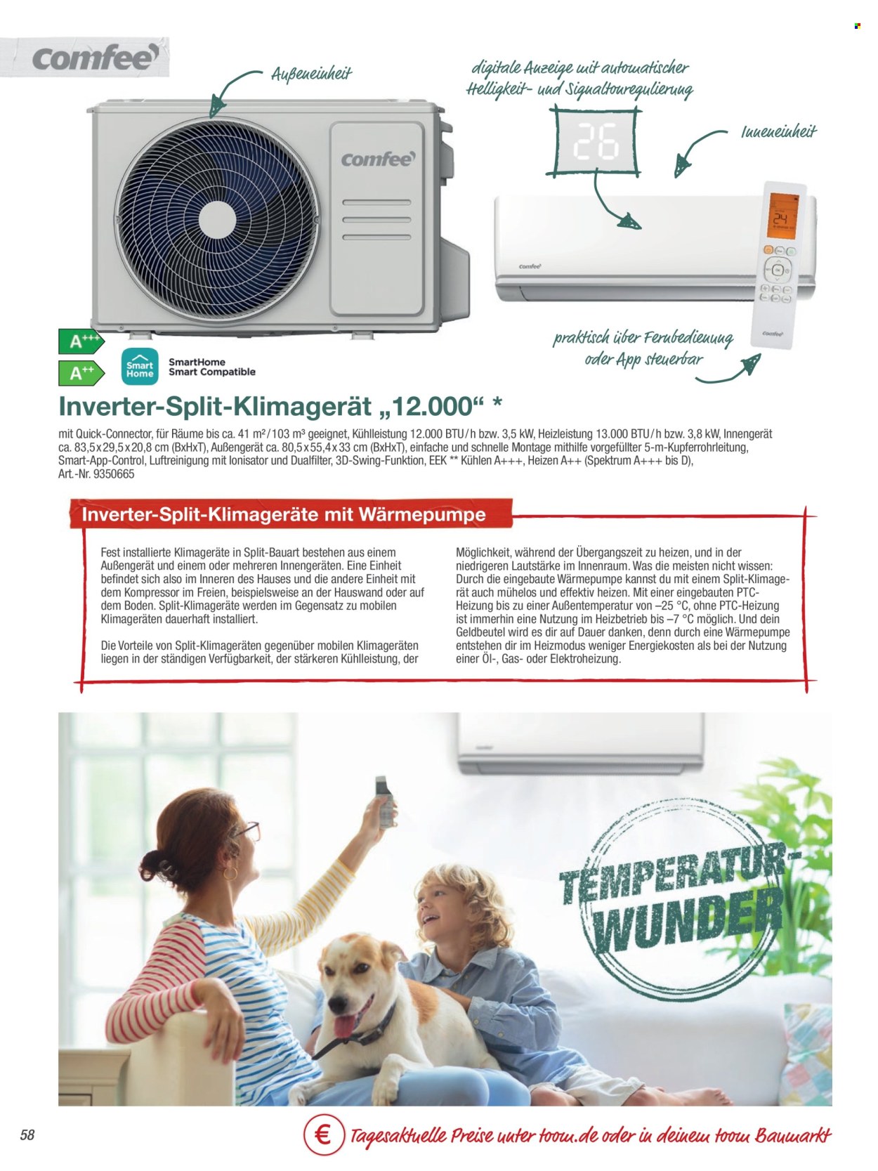 thumbnail - Prospekte toom Baumarkt - 1.04.2024 - 31.05.2024 - Produkte in Aktion - Wärmepumpe, Fernbedienung, Klimagerät, Kompressor. Seite 58.