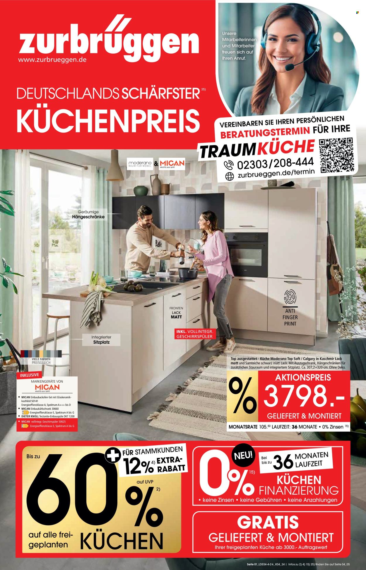 thumbnail - Prospekte Zurbrüggen - 7.04.2024 - 25.05.2024 - Produkte in Aktion - Küchen. Seite 1.