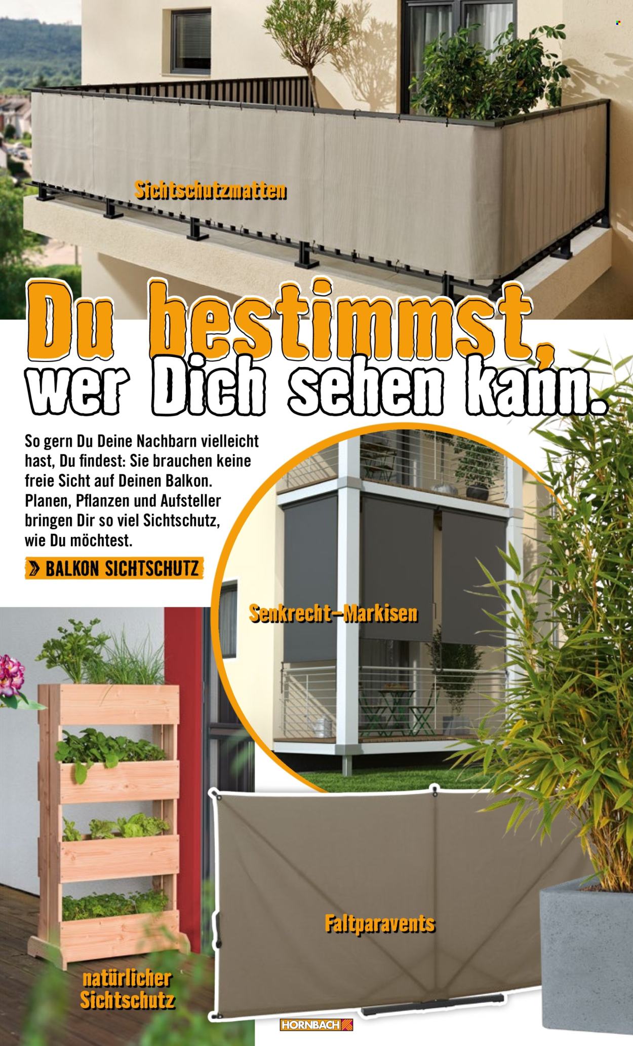 thumbnail - Prospekte Hornbach - Produkte in Aktion - Hochbeet, Sichtschutz, Sonnenschutz, Markise. Seite 19.