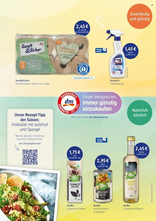 thumbnail - Prospekte dm-drogerie markt - 10.04.2024 - 4.05.2024 - Produkte in Aktion - Salat, Condimento Bianco, Toilettenpapier, Fleckenentferner. Seite 3.