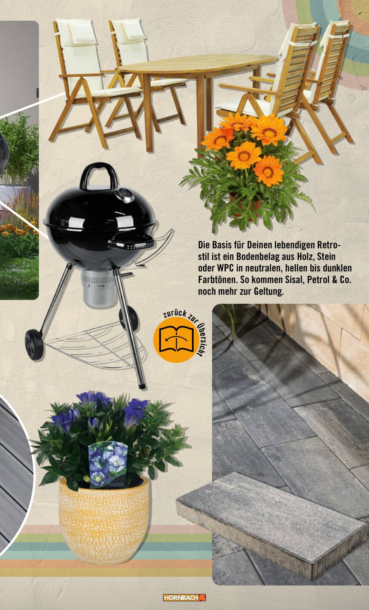thumbnail - Prospekte Hornbach - Produkte in Aktion - Terrassenfliese, Gartenmöbel, Grill, Kohlegrill. Seite 9.