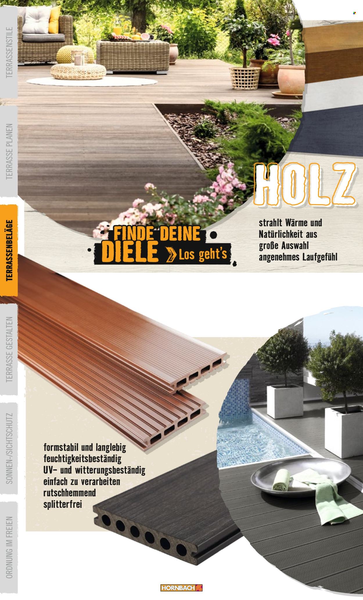 thumbnail - Prospekte Hornbach - Produkte in Aktion - Terrassendielen, Braun. Seite 26.