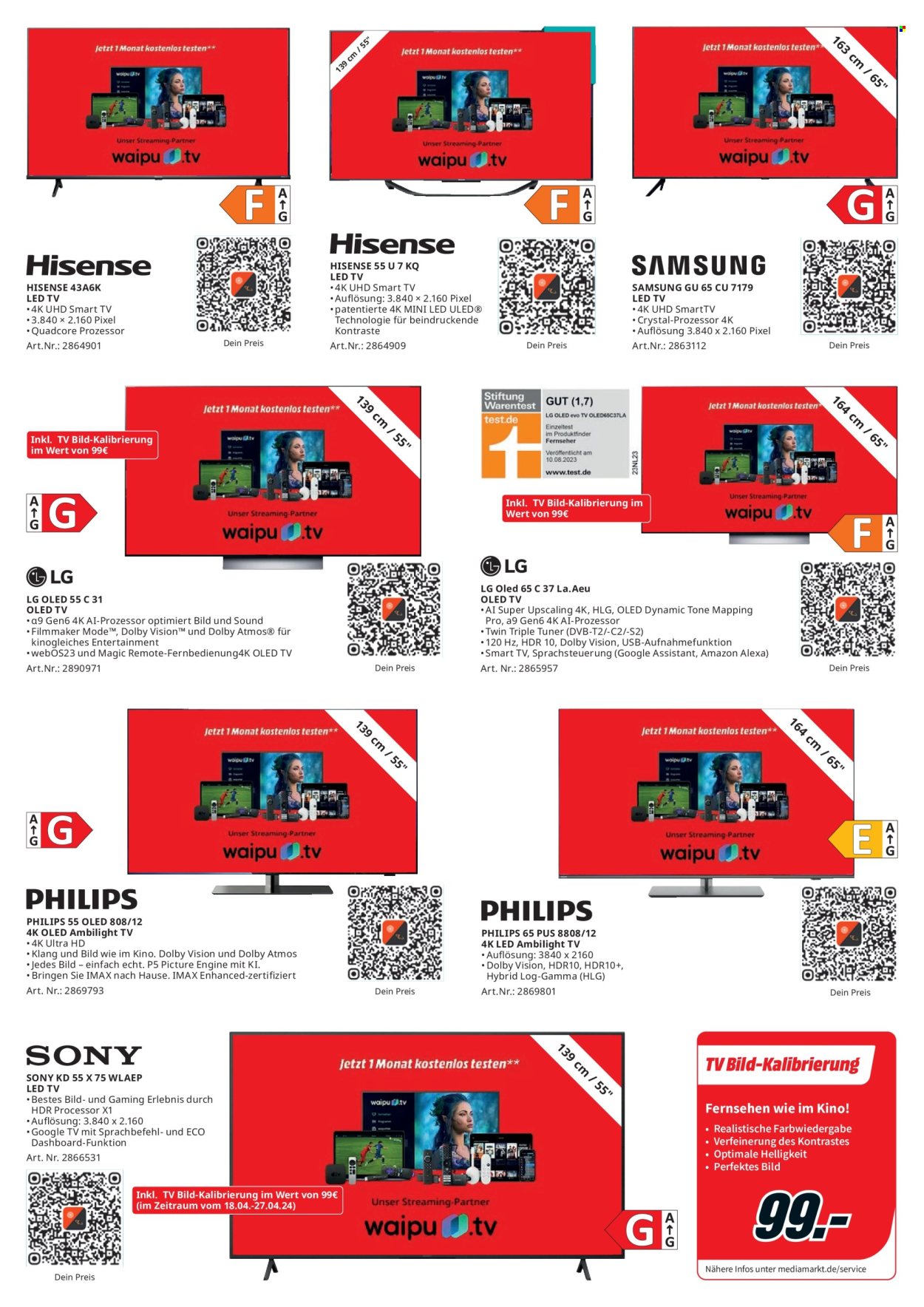 thumbnail - Prospekte MediaMarkt - 18.04.2024 - 23.05.2024 - Produkte in Aktion - Philips, LG, Samsung, Sony, LED TV, Oled-TV, Hisense, Smart TV, Fernseher. Seite 6.