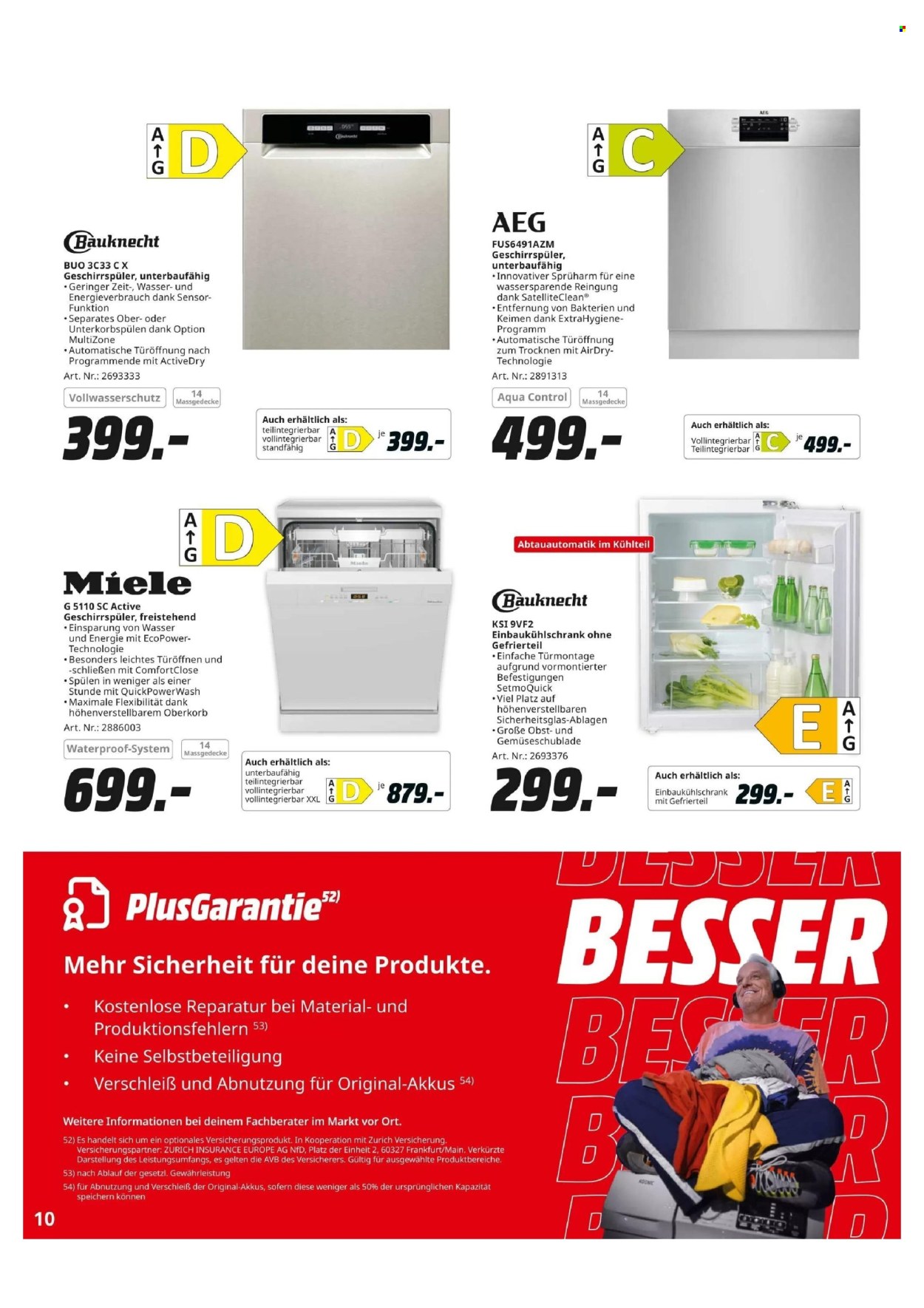 thumbnail - Prospekte MediaMarkt - 22.04.2024 - 6.05.2024 - Produkte in Aktion - AEG, Miele, Bauknecht, Spülmaschine, Kühlschrank. Seite 10.