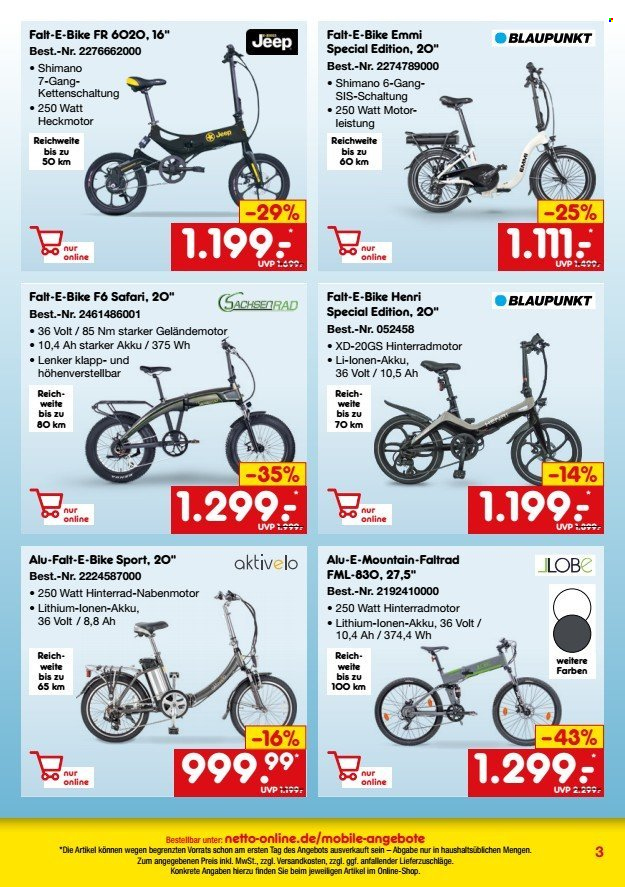thumbnail - Prospekte Netto Marken-Discount - 25.04.2024 - 31.07.2024 - Produkte in Aktion - E-Bike, Klapprad. Seite 3.