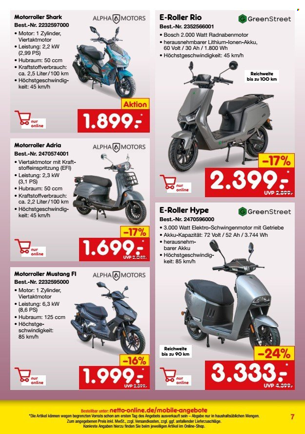 thumbnail - Prospekte Netto Marken-Discount - 25.04.2024 - 31.07.2024 - Produkte in Aktion - Motorroller, Elektroroller. Seite 7.