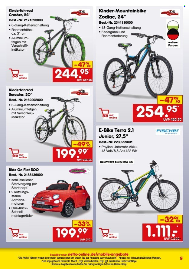 thumbnail - Prospekte Netto Marken-Discount - 25.04.2024 - 31.07.2024 - Produkte in Aktion - Fahrrad, Kinderfahrrad, Mountainbike. Seite 9.