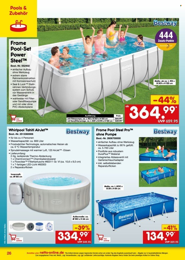 thumbnail - Prospekte Netto Marken-Discount - 1.05.2024 - 31.05.2024 - Produkte in Aktion - Bestway, Outdoor Whirlpool, Pool. Seite 26.