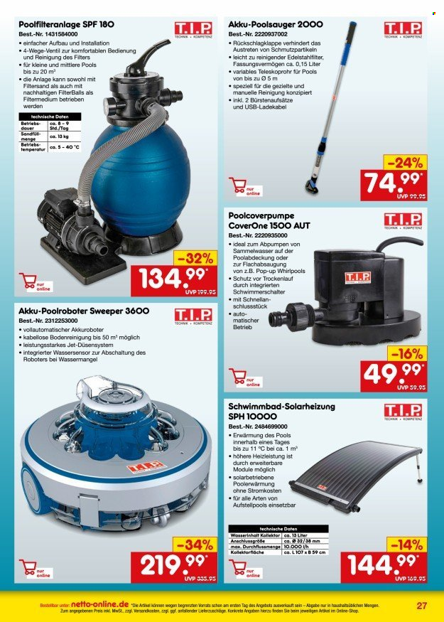 thumbnail - Prospekte Netto Marken-Discount - 1.05.2024 - 31.05.2024 - Produkte in Aktion - Poolbodensauger. Seite 27.