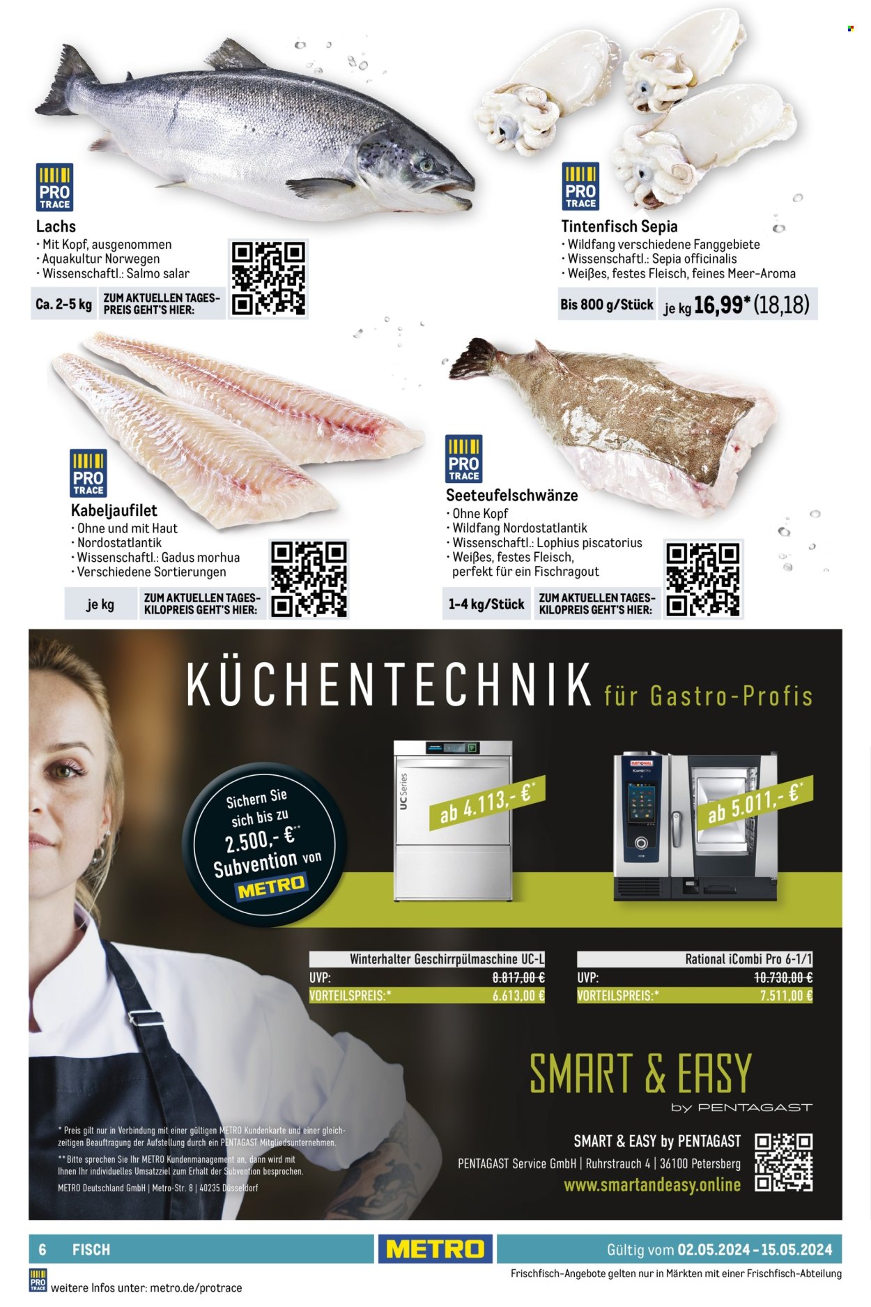 thumbnail - Prospekte Metro - 2.05.2024 - 15.05.2024 - Produkte in Aktion - Lachs, Kabeljaufilet, Tintenfischringe, Vegane Fisch, Tintenfisch, Seelachs, Ofen-Backfisch, Top. Seite 6.