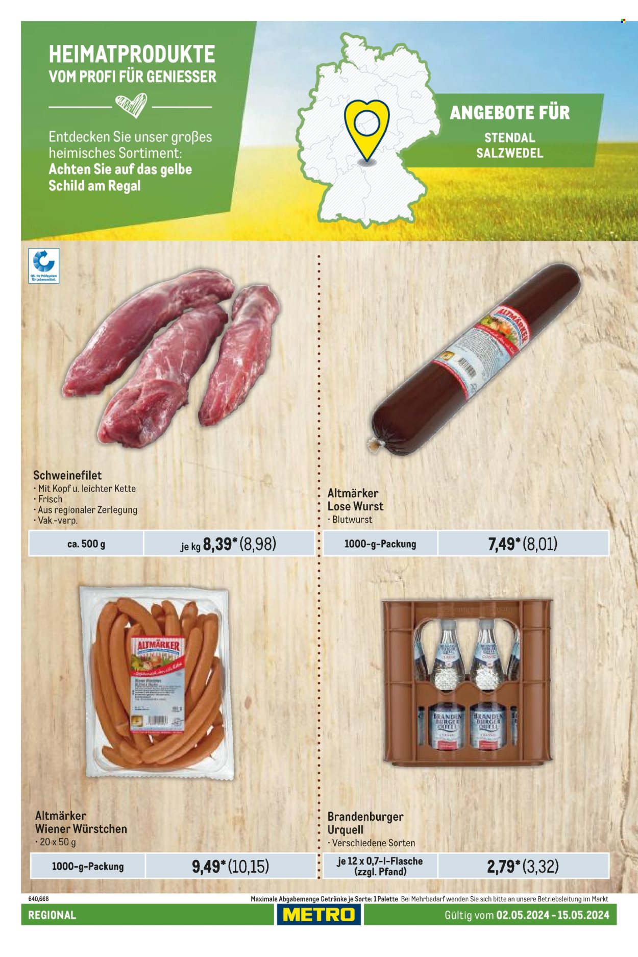 thumbnail - Prospekte Metro - 2.05.2024 - 15.05.2024 - Produkte in Aktion - Burger, Schweinefleisch, Schweinefilet, Wurst, Würstchen, Rotwurst, Wiener Würstchen, Regal, Kette. Seite 78.