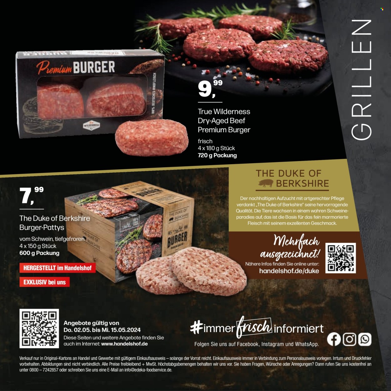 thumbnail - Prospekte Handelshof - 2.05.2024 - 15.05.2024 - Produkte in Aktion - Rindfleisch, Burger, Schweinefleisch. Seite 24.