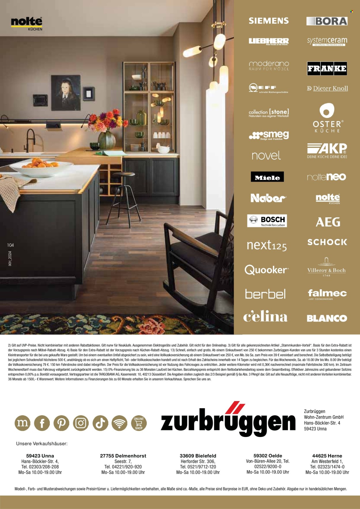 thumbnail - Prospekte Zurbrüggen - 4.05.2024 - 31.12.2024 - Produkte in Aktion - Elektrogeräte, Küchen. Seite 104.