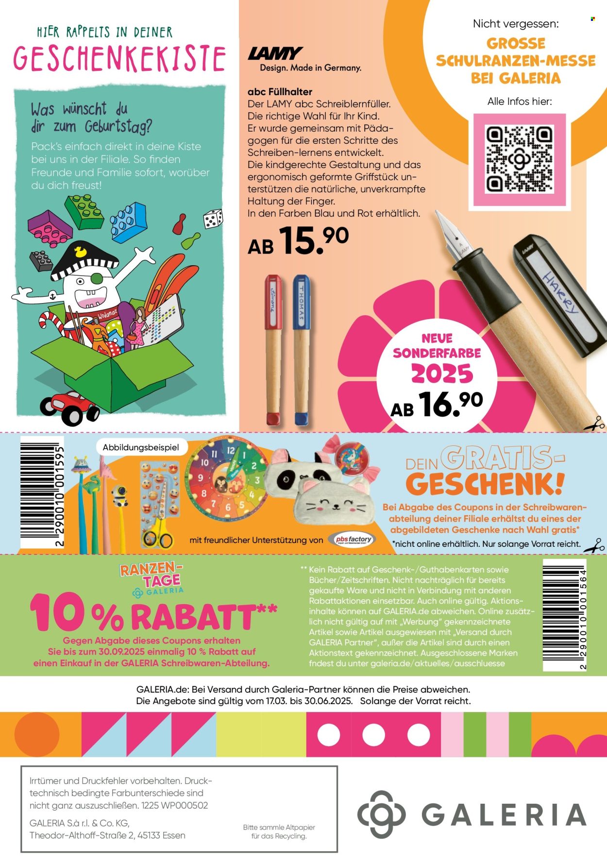 GALERIA Karstadt Kaufhof Prospekte  - 17.03.2025 - 30.06.2025. Seite 1