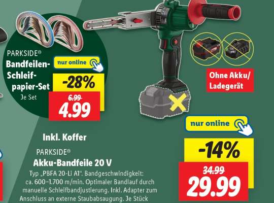 PARKSIDE® Bandfeilen-Schleifpapier-Set