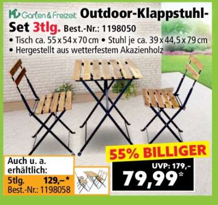 Outdoor-Klappstuhl-Set 3tlg.